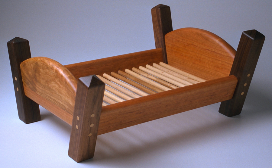 doll bed made of cherry and walnut